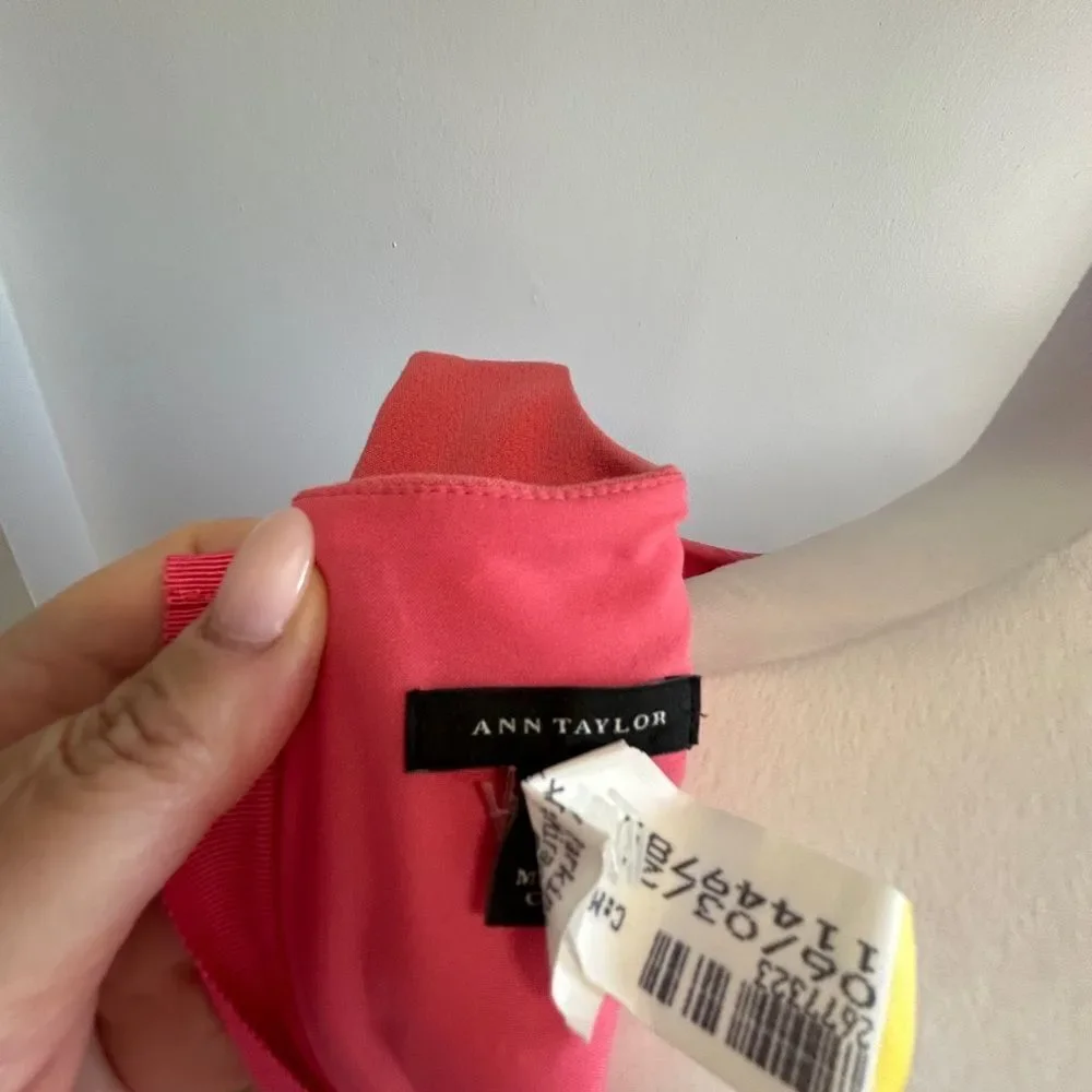 Ann Taylor Pink Sheath Dress Bateau Neckline Sleeveless